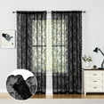 thumbnail image 6 of Bazaahm Black Rose Lace Sheer Curtains for Farmhouse Living Room 84"L x 55"W Filtering Vintage Floral Sheer Window Curtain Panels,Rod Pocket,2 Panels, 6 of 7
