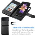 thumbnail image 3 of Galaxy Z Flip4 Case, Samsung Z Flip4 Wallet Case, Samsung Galaxy Z Flip4 PU Leather Case, Luxury Cash Credit Card Slots Holder Carrying Folio Flip Cover Kickstand & Hand Strap - Black, 3 of 7