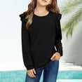 thumbnail image 2 of Byoo Big Girls Solid Sweatshirt Round Neck Long Sleeve Blouse Shirt with Lettuce Trim Fall Clothes for Kids, 2 of 7