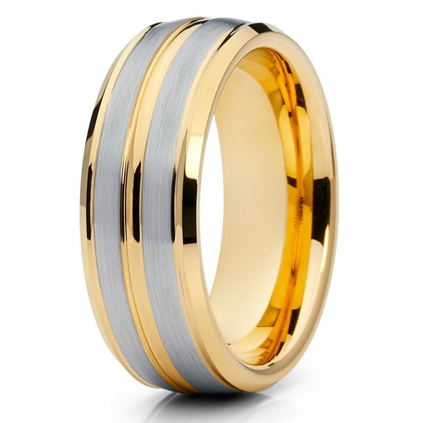 Silly Kings Yellow Gold Tungsten Ring,Men's Tungsten Ring,Tungsten