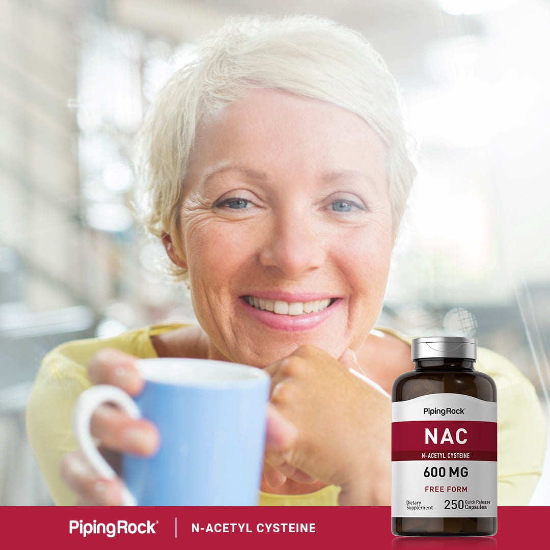 N-Acetyl Cysteine (NAC) 600 mg | 250 Coated Caplets for Men and Women | by Piping Rock
