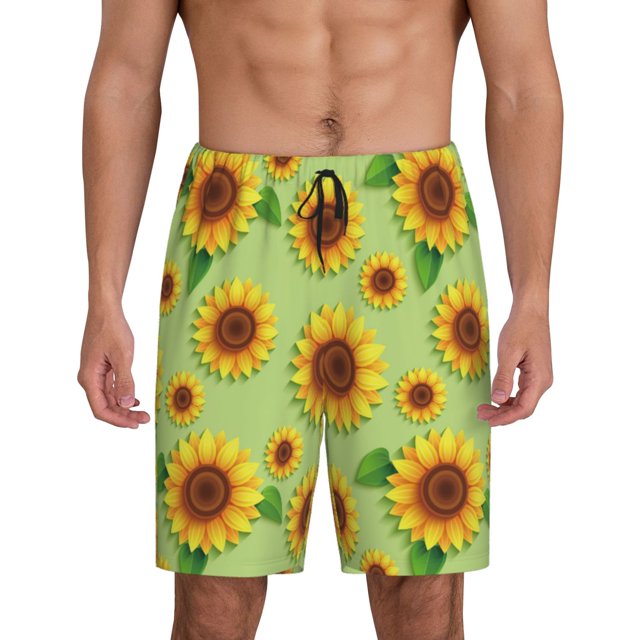 Fotbe Sunflower Leaves Pantalones Cortos de Pijama para Hombre, Ropa de Dormir, Pantalones de Pijama Cortos para Hombre-Medium