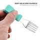 thumbnail image 2 of Juego de tenedor y cuchara para niños pequeños, cubiertos de acero inoxidable con estuche de viaje, cubiertos para niños que se alimentan solos, cubiertos cian, 2 of 6