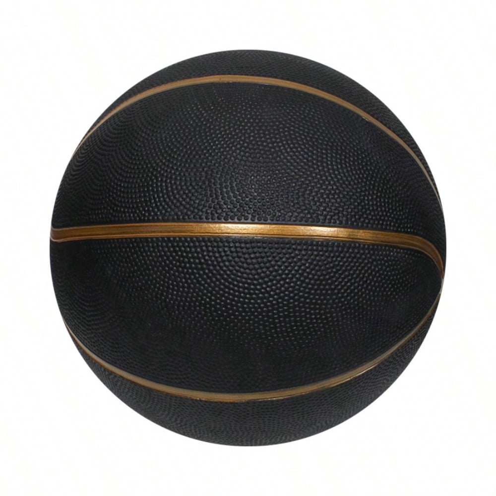 Size 3/5/7 Rubber Basketball, Black with Gold Lines, 1 Pack