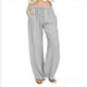 thumbnail image 1 of Pantalones anchos de lino casuales y sueltos para mujer de talla grande de Europa y América, 1 of 5