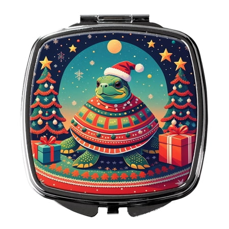 Turtle Christmas Compact Mirror 2.75 in x 3 in