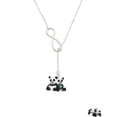 thumbnail image 2 of Delight Jewelry Resin Panda Bear Best Friends Silver tone Elegant Infinity Lariat Necklace, 2 of 4