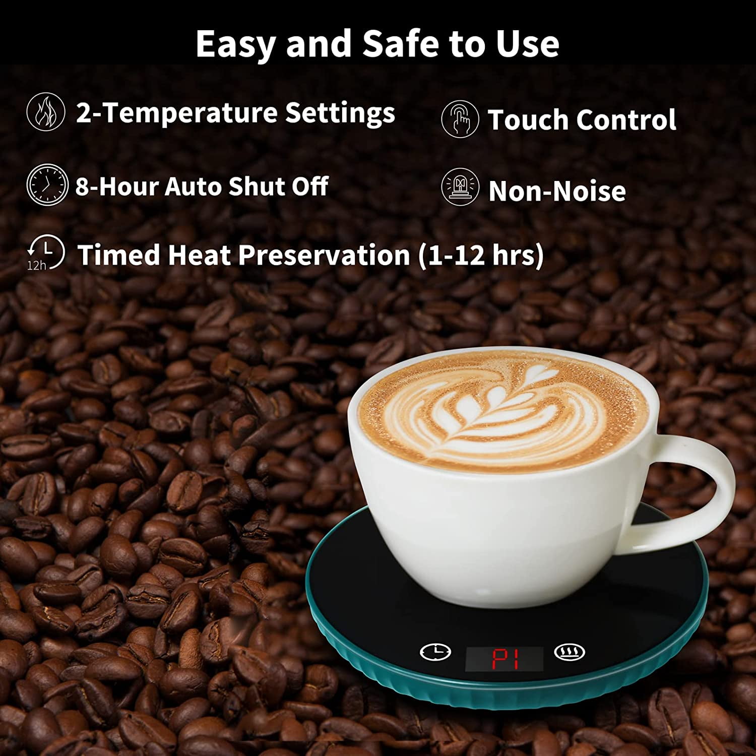 Candle Mug Warmer Electric,Auto On/Off Gravity-Induction Coffee Mug Warmer  with 9 Temp Settings,1-9 Timer Candle Melter Warmer Beverage Coffee Warmer