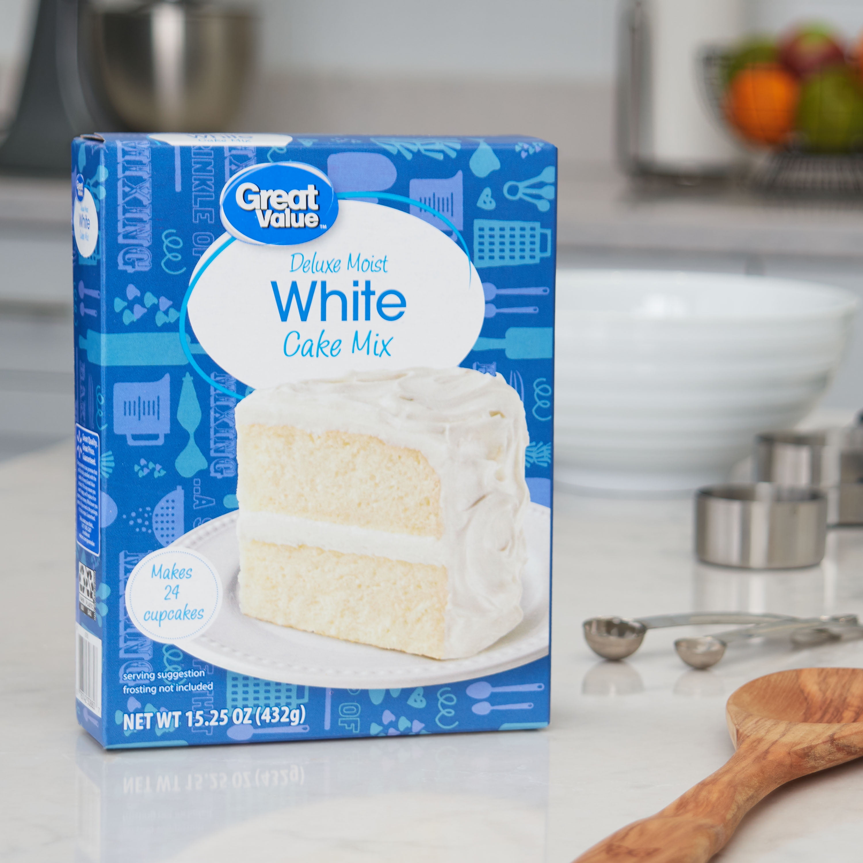 Great Value Deluxe Moist White Cake Mix, 15.25 oz Box
