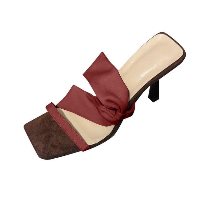 Mujeres Zapatillas Del Nudo de la Pata Abierta Del Dedo Del Pie de la Mula de Satén, Zapatillas Casuales Cómodas de la Primavera Del Verano Del Tamaño Más de las Mujeres