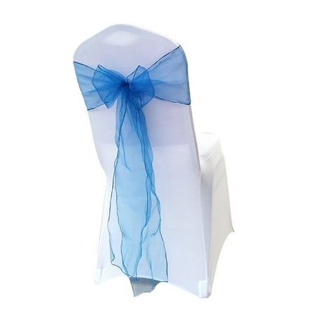 

NUOLUX 10pcs Bowknot Designed Chair Ribbon No-tie Chair Bow Sash Wedding Hotel Banquet Chair Cover Chair Back Decoration(Royal Blue)
