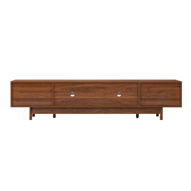 79-in TV Stand for TVs Up to 85", Storage Console Cabinet with Glass Doors & 2 Drawers, Entertainment Center with Cable Holes