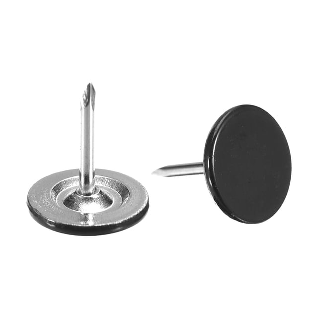 Clavos decorativos de cabeza plana Uxcell para tapicería de muebles para el hogar, negros, 100 piezas