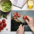 thumbnail image 3 of Lake Cutting Board, Tahoe at Sunset Clear Sky and Single Pine Tree Rest Peaceful Weekend Photo Print, Decorative Tempered Glass Cutting and Serving Board, Large Size, Blue Grey, by Ambesonne, 3 of 5