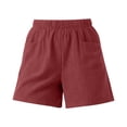 thumbnail image 5 of Ihhxva Cotton Shorts for Women Relaxed Fit Elastic Waist Solid Color with Pockets Adjustable Stretchable Summer Exterior Pocket Mid Rise Flat Front Casual Beach Workout Lounge S-2XL, 5 of 7
