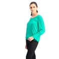 thumbnail image 5 of Style & Co. Womens Smocked-Hem Top, Peacock Green, Small, 5 of 6