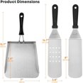 thumbnail image 2 of WQLPP-Spatule en Acier Inoxydable pour Gril Extérieur, 3 Pcs Accessoires de Gril Plat, Comprend Grande Cuillère à Gril, Spatule Perforée, Spatule à Burger Smash, 2 of 4
