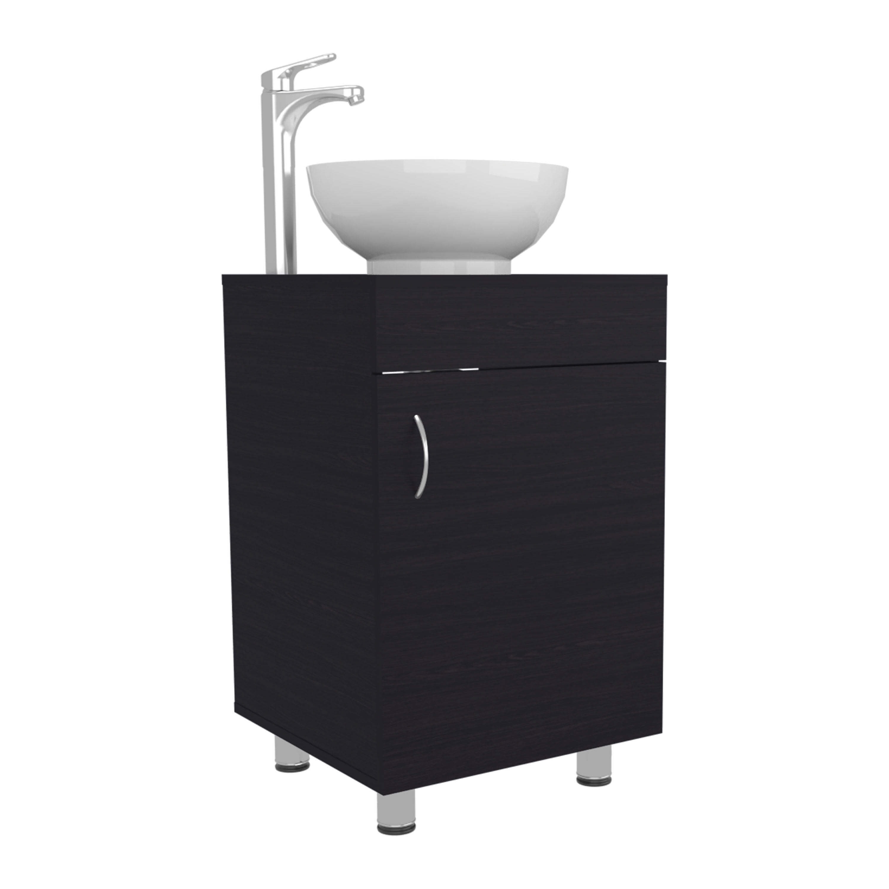 Vanity With Sink, Bathroom Vanity with Sink, 1 Door, 4 Legs, Black Bathroom Vanity,Engineered Wood Single Sink Vanity, Bath & Faucets Bathroom Vanities