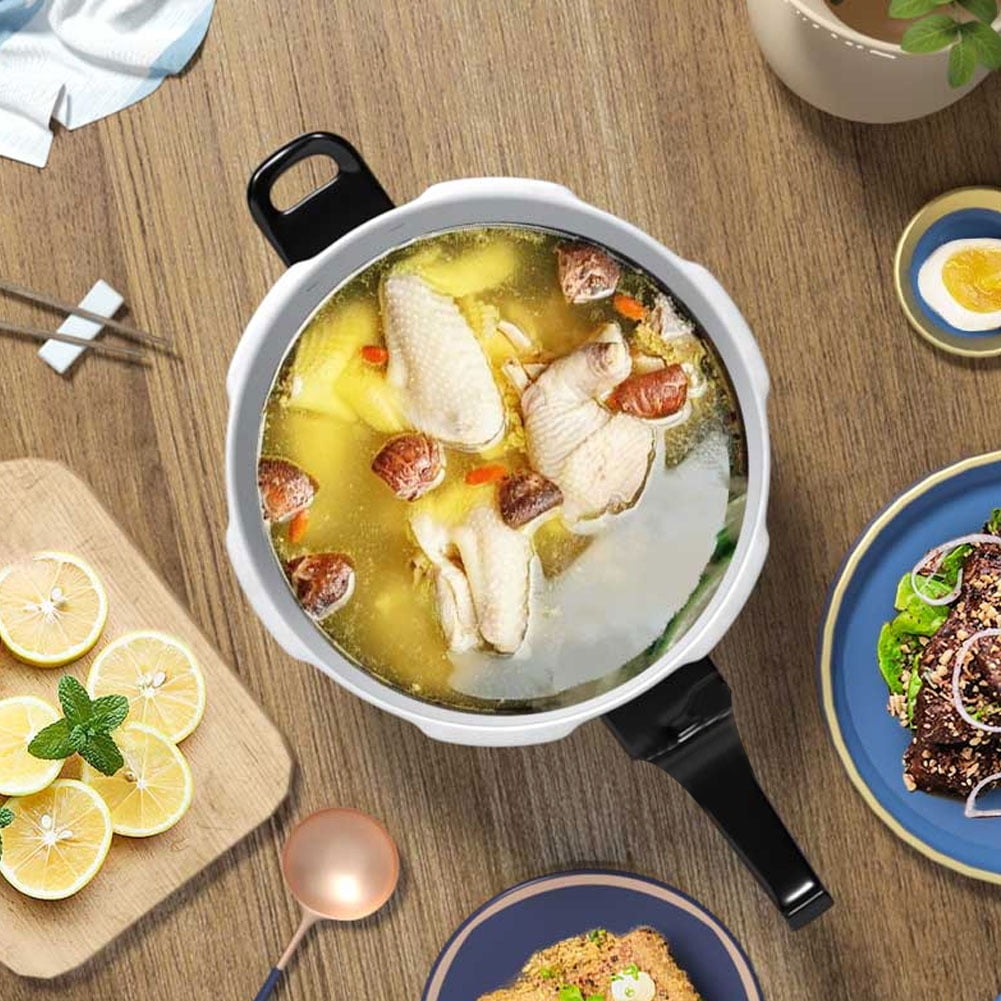 Explosion-Proof Household Pressure Cooker with Anti-Scald Handle Stainless Steel Pressure Cooking Pot Pressure Pot with Steaming Layer for Gas Electric Ceramic Stove 20cm