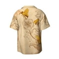 thumbnail image 6 of PAYOHTO Retro Beige Honey Bees and Sunflowers Mens Hawaiian Casual Short-sleeved Shirt Tropical Summer Beach Button Down Shirts, 6 of 7
