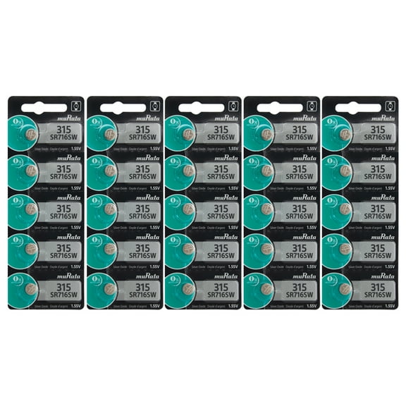 Murata 315 (SR716SW) 1.55V Silver Oxide Watch Battery (25 Pack)