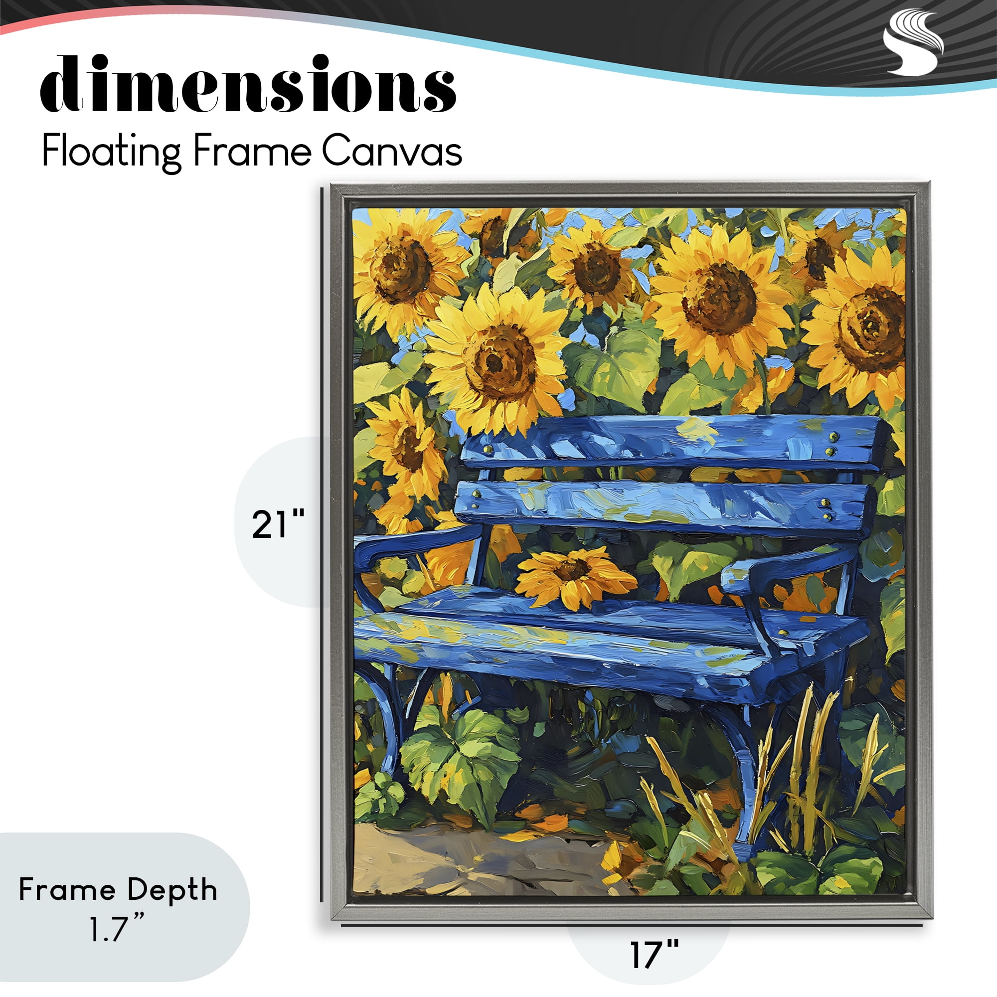 Stupell Industries Bench in Sunflower Field Gray Framed Floater Canvas Wall Art, design by Creative Studio