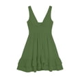 thumbnail image 4 of Women's Deep V Neck Dresses Sleeveless Twist Waist Tiered Ruffle Hem Mini Dress Summer Going Out Party Outfits Green S, 4 of 6