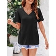 thumbnail image 3 of Womens V Neck TShirts Short Sleeve Loose Casual Summer Tops with Pocket, 3 of 5