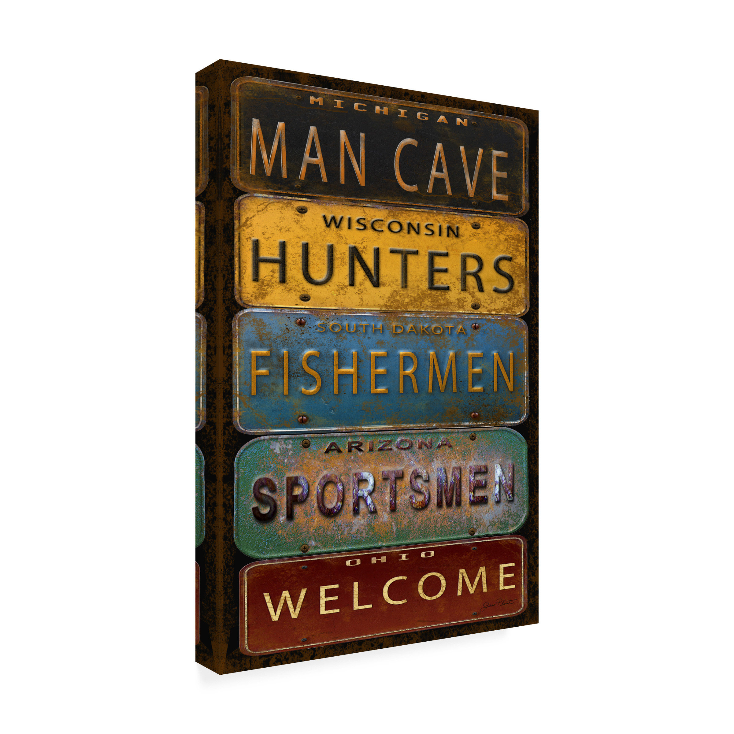 Trademark Fine Art 'License Plates Man Cave' Canvas Art by Jean Plout