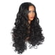 thumbnail image 4 of Pelucas con flequillo para mujer, peluca ondulada suelta, peluca de fibra química, cabello largo negro, pequeña cubierta rizada para la cabeza, peluca rizada negra de seda mate de alta temperatura., 4 of 5