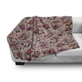 thumbnail image 2 of Flower Soft Flannel Fleece Throw Blanket, Floral Pattern with Roses Twig Warm Colors Flower Arrangement Bouquets, Cozy Plush for Indoor and Outdoor Use, 70" x 90", Tan Pink Dark Green, by Ambesonne, 2 of 5