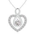 thumbnail image 1 of Angara Natural Diamond Necklace - Diamond Heart Pendant with Infinity Loop in 14K White Gold for Women, 1 of 8