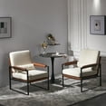thumbnail image 2 of GoDecor Modern Mid-Century Accent Chair, Single Sofa Armchair with Cushion and Sturdy Metal Frame for Living Room, Bedroom White and Brown, 2 of 12