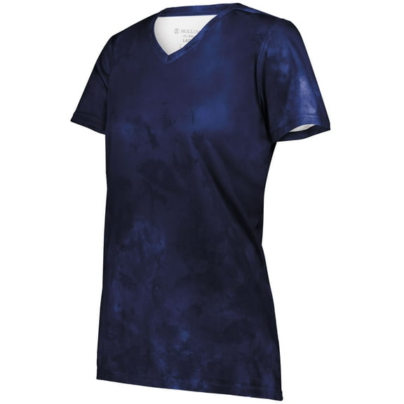 Holloway Sportswear S Womens Stock Cotton-Touch Poly Tee Navy Cloud Print 222796