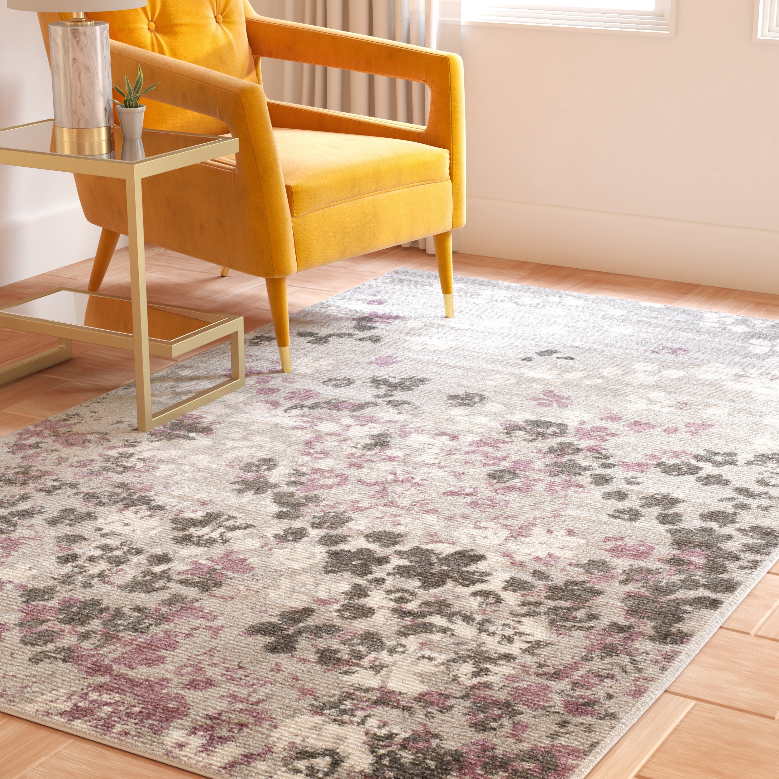 SAFAVIEH Adirondack Jermaine Floral Area Rug, Light Grey/Purple, 5'1" x 7'6"