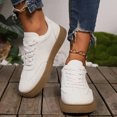 thumbnail image 2 of Womens Sneakers Solid Color Suede Casual Lace up Walking Shoes Fashion Low Top Tennis Shoes Comfy Outdoor Flat Shoes White Size 8.5, 2 of 7