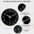 thumbnail image 4 of Relojes Pared Cuarzo Silencioso Moderno, Relojes Pared Redondo 25 CM, Sin Tictac, Reloj de Pared Decorativo para Sala de Estar, Dormitorio, Oficina, Cocina (Negro y Dorado), 4 of 7
