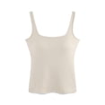 thumbnail image 2 of SwiftWear Women's Square Neck Tank Tops Built-in Bra Summer Lightweight Sleeveless Casual Sleepwear Knit Layering Tank Top​, Beige, 2 of 8