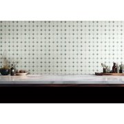 10-Pieces of Thassos White Marble Octagon and Dot Mosaic Wall and Floor Tiles