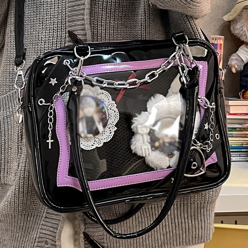 Jiibva Kawaii Ita Bag, Cute Y2k Star Heart Messenger Bag with Metal Chain, Aesthetic Tote Shoulder Crossbody Purse for Women individual(s)