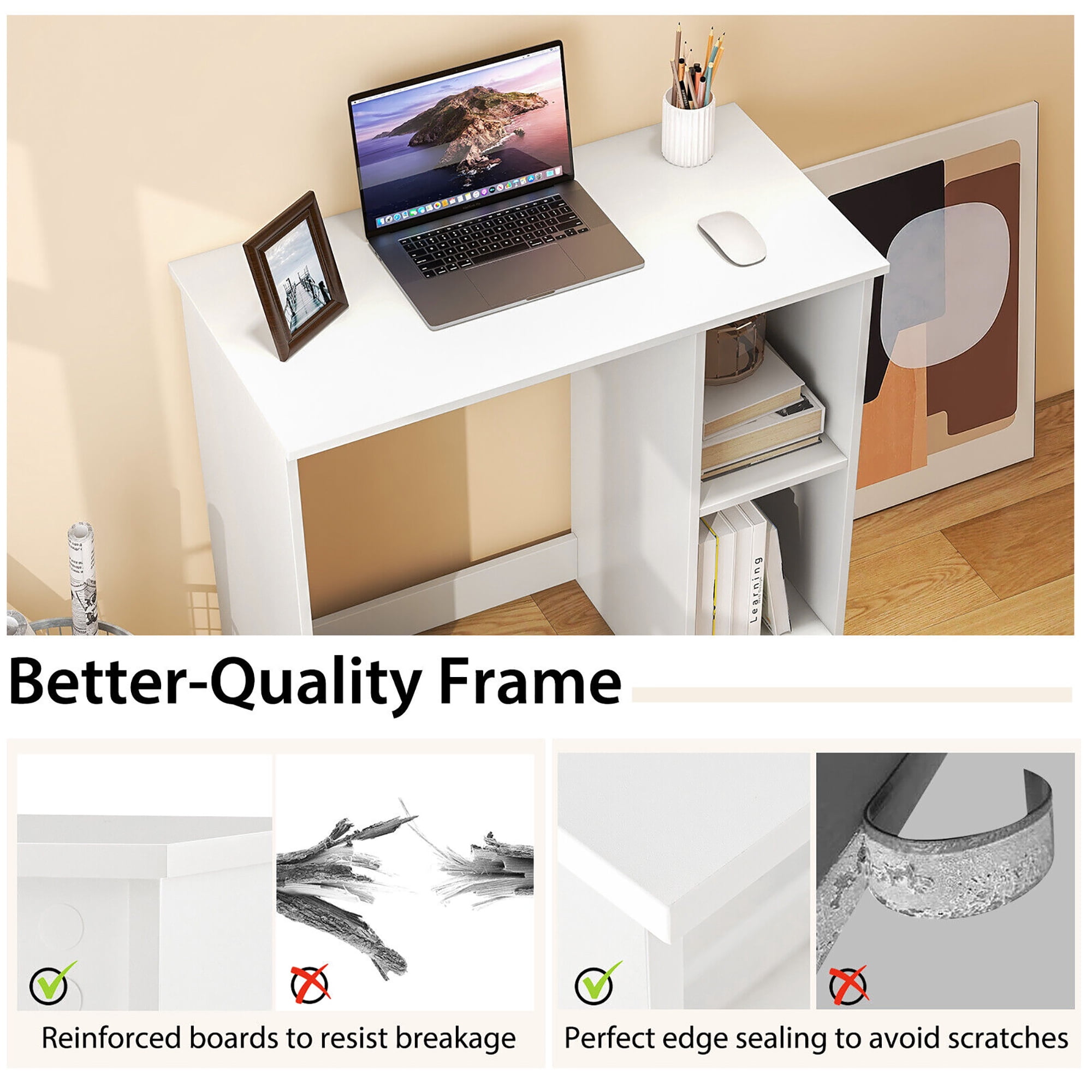 Gymax 31.5'' Small Computer Desk Home Office Study Writing Desk with 2 Compartments
