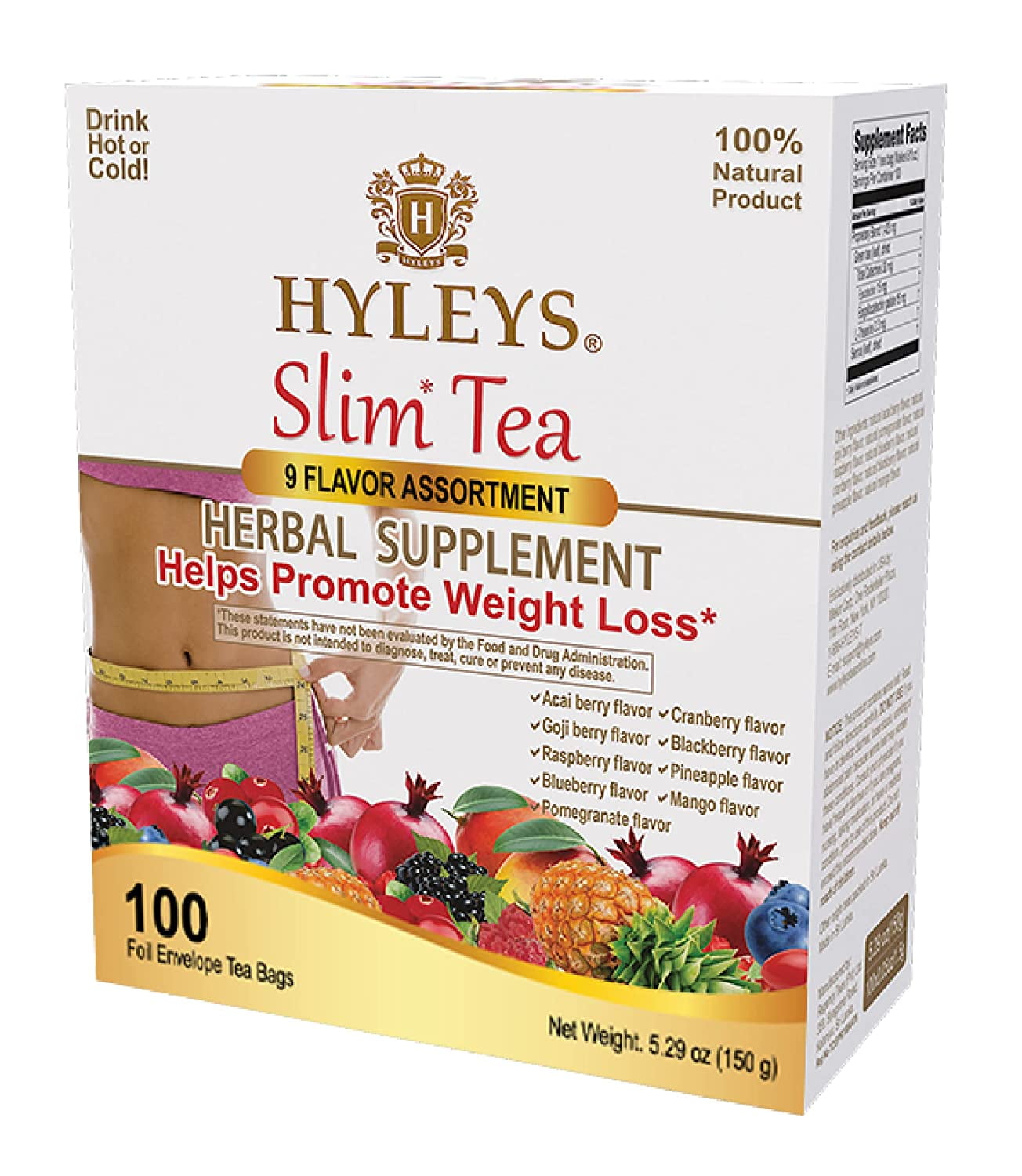 Hyleys Slim Tea 9 Flavor Assortment 100 Tea Bags