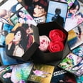 thumbnail image 3 of Juego de álbumes de recortes DIY, caja de regalo con forma de explosión para recuerdos fotográficos personalizados, álbum de diseño único con cinta decorativa, tarjeta en forma de corazón incluida, 3 of 7