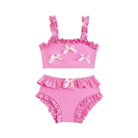 YANGXINX Girls 2 Piece Swimwear Cute Bow Ruffle Strap Sunsuit Bathing Suits for Toddler and Kids Summer Beach Pool Party girl's swimwear