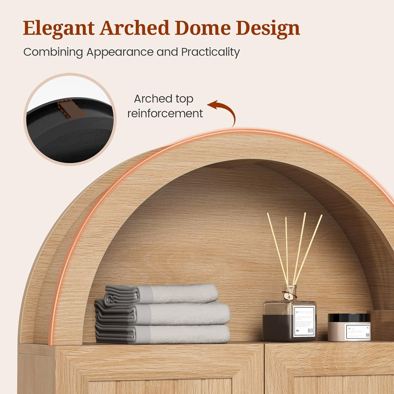 Arched Bathroom Wall Cabinet In Oak Finish 30 Inch Over The Toilet Storage