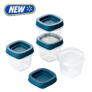 Mainstays Reusable Food Storage Container, Extra-Small Square, Plastic 4-Pack, 4 Containers with Lids, 0.5 Cup, Ideal for Snacks and Sauces