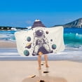 thumbnail image 2 of Yayeee Kids Hooded Towels Toddler Soft Absorbent Beach Bathing Wrap 50" x 23.5", Orange Astronaut Planet, 2 of 5