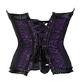 thumbnail image 3 of Corset Tops for Women Floral Lace Corset Bustier Plus Size Overbust Corset Purple 6XL, 3 of 5