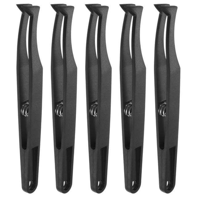 Unique Bargains Sticker Tweezers for Crafting Curved Tip with Spring, Black, 5 Pieces