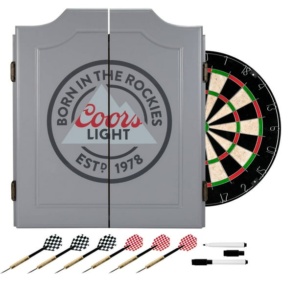 Trademark Global Coors Light Dartboard Cabinet with Scoreboard Multicolor